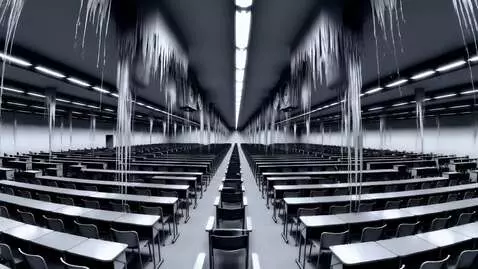 AI Video from prompt: Schools A surreal classroom extends infinitely i