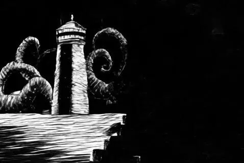 AI Video from prompt: A hand-drawn horror scene depicting tentacles of