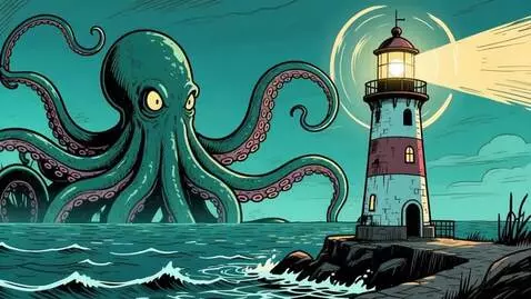 AI Video from prompt: A hand-drawn horror scene depicting tentacles of