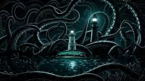 AI Video from prompt: A hand-drawn horror scene depicting tentacles of