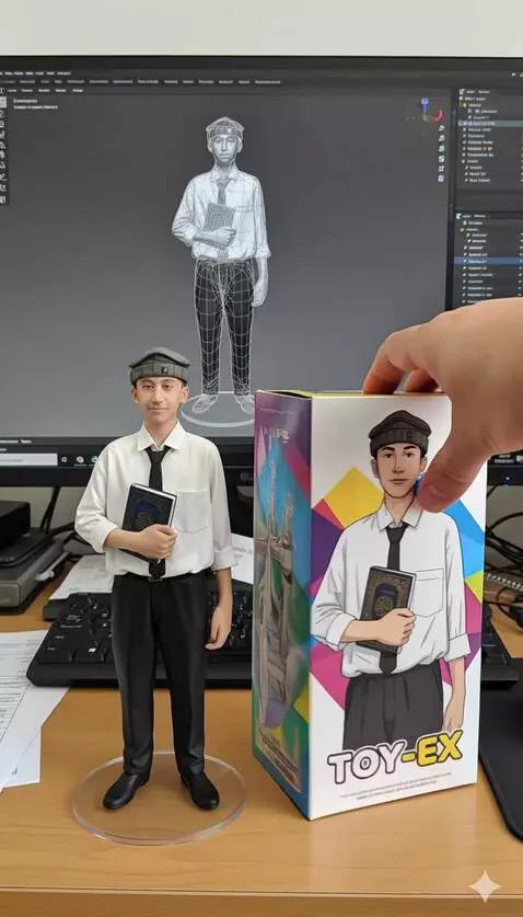 AI Video from prompt: Ada tangan yang membuka action figur dari box. K
