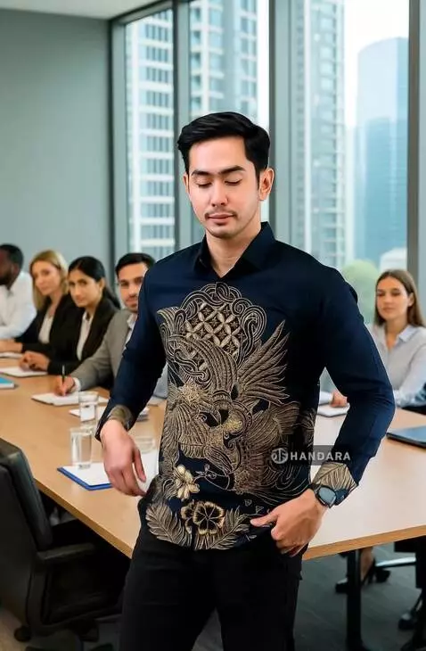 AI Video from prompt: pria ini mempromosikan baju batik dengan gaya el