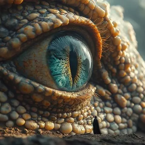 AI Video from prompt: eye blinks whtn person near it moves