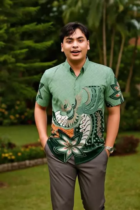 AI Video from prompt: Seorang pria muda memakai kemeja batik modern be