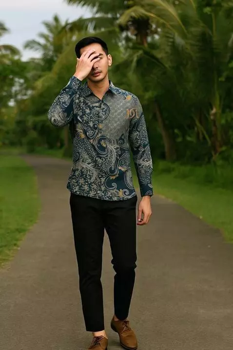 AI Video from prompt: Seorang pria berjalan santai sambil menghusap ra