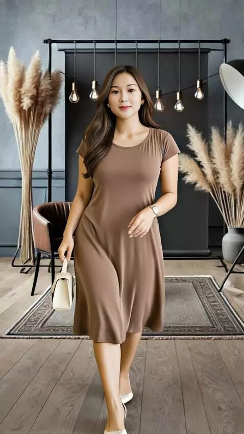 AI Video from prompt: Wanita tersebut berjalan kedepan kamera dengan p