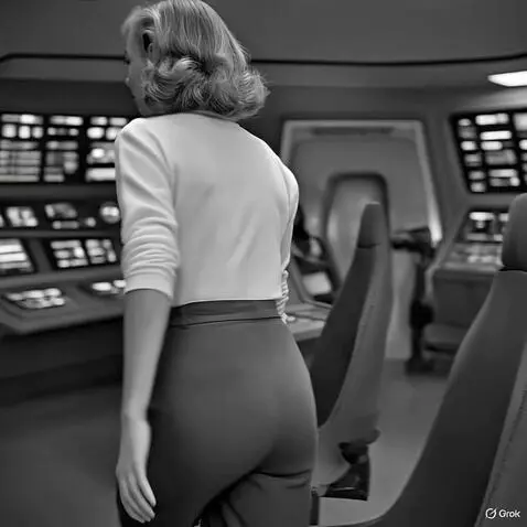 AI Video from prompt: Girl is on board the USS Enterprise in retro Sta