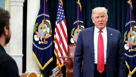 AI Video from prompt: donald trump tells peter happy birthday from the