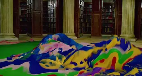 AI Video from prompt: A dragon-shaped splash of colors swirls and ripp