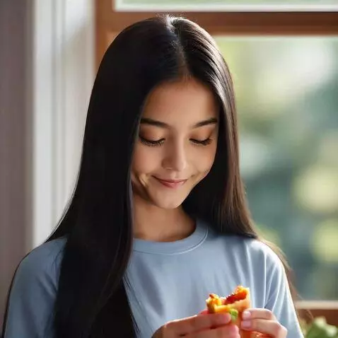 AI Video from prompt: a girl cooking her break fast and eating it and 