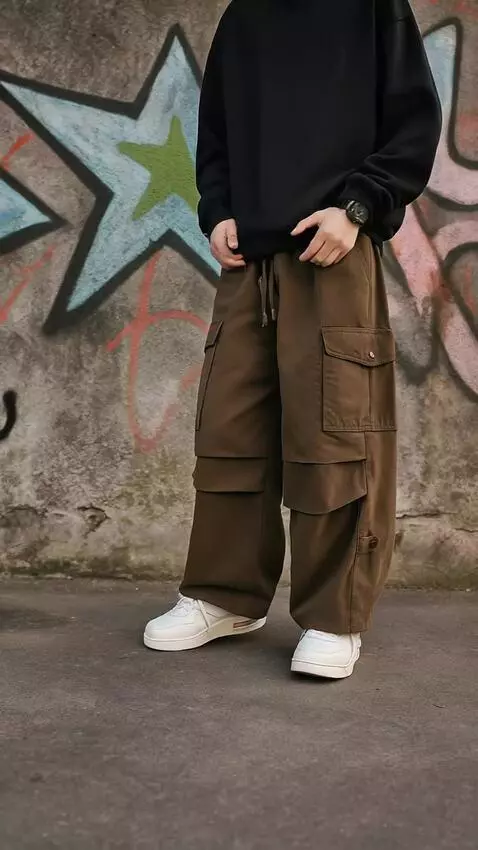 AI Video from prompt: Model tersebut mempromosikan celana yang di paka