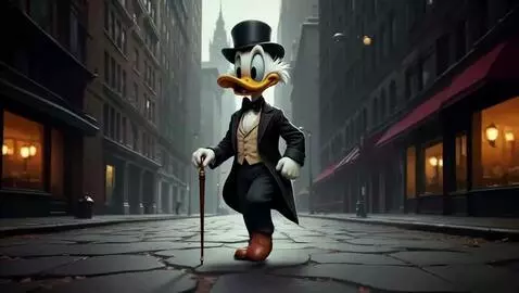 AI Video from prompt: The Disney character Scrooge McDuck, who looks l