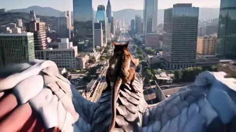 AI Video from prompt: PVista en primera persona de un gato antropmorfi