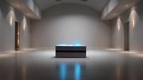 AI Video from prompt: An empty minimalist gallery with minimal decor. 