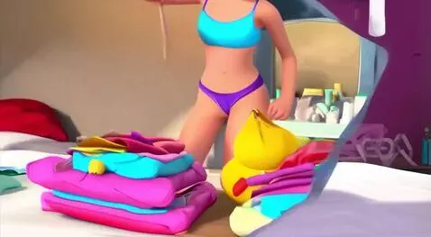 AI Video from prompt: Cute redhead girl im dressing for the pool