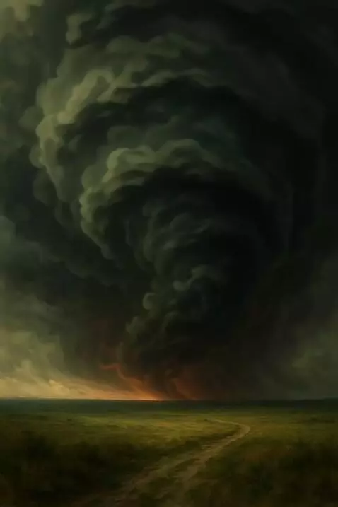 AI Video from prompt: The tornado rotated with incredible ferocity