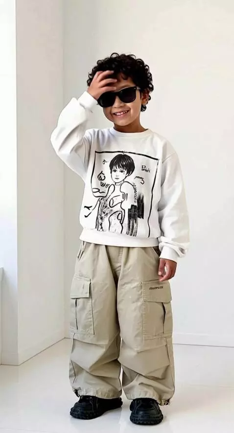 AI Video from prompt: Anak tersebut tersenyum ramah merapikan rambutny