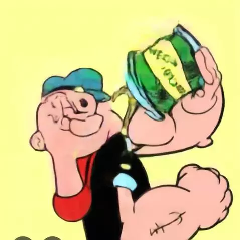 AI Video from prompt: Popeye deschide gura și înghite spanacul din cut