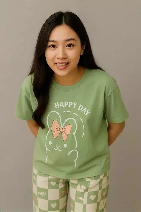 AI Video from prompt: The model stands up straight, then slowly leans 