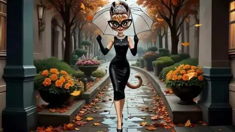 AI Video from prompt: An anthropomorphic cat in the image of Audrey He