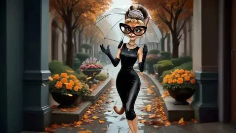 AI Video from prompt: An anthropomorphic cat in the image of Audrey He