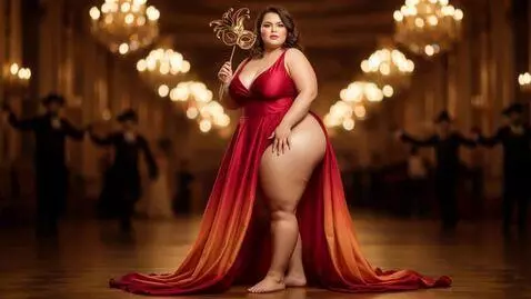 AI Video from prompt: a plus-sized woman with light skin and dark hair