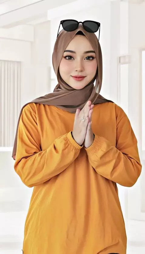 AI Video from prompt: Model tersebut bertepuk tangan dengan latar bela