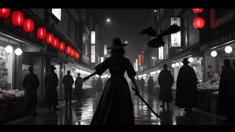 AI Video from prompt: Japanese anime noir, black and white, 7 seconds,