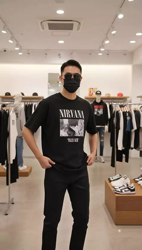 AI Video from prompt: Pria tersebut mempromosikan baju yang di pakai d