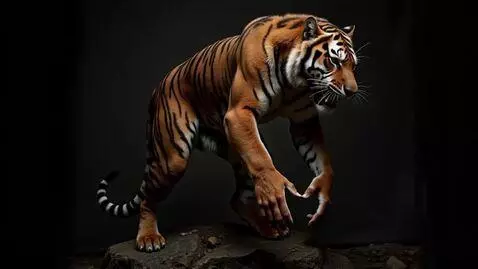 AI Video from prompt: Tiger evolve in the man growling