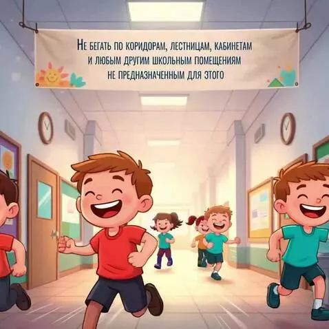 AI Video from prompt: Children running through the corridor The camera