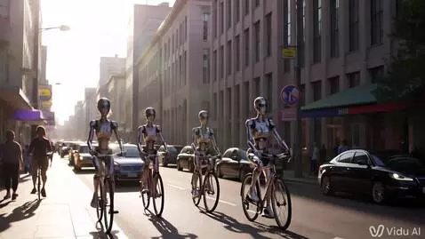 AI Video from prompt: Улица мегаполиса в середине дня. Вместо людей на