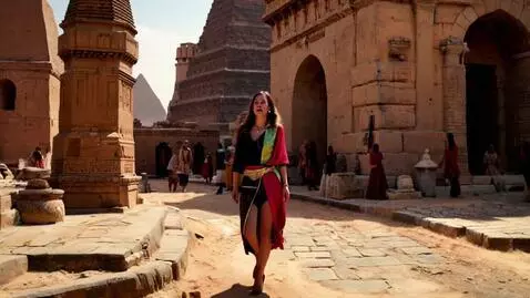 AI Video from prompt: a city girl walking in ancient egypt