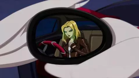 AI Video from prompt: On a full moon night, a blonde woman in a leathe