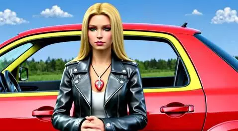 AI Video from prompt: On a full moon night, a blonde woman in a leathe