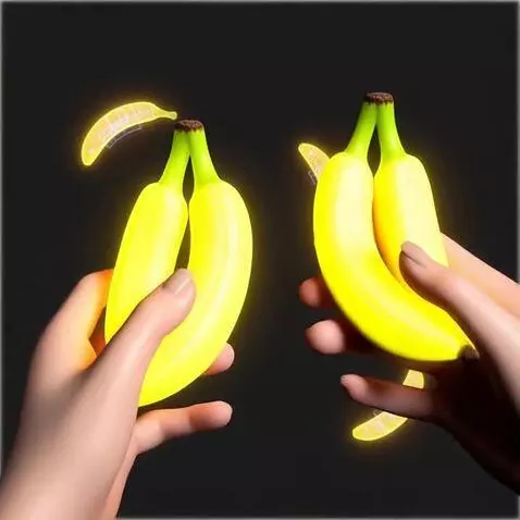 AI Video from prompt: realistic, hands picking bananas.