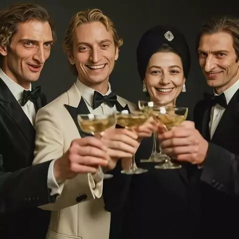 AI Video from prompt: People toast each other, smile and talk.