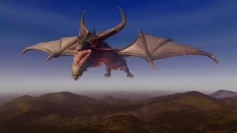 AI Video from prompt: angry fire dragon the mountain
