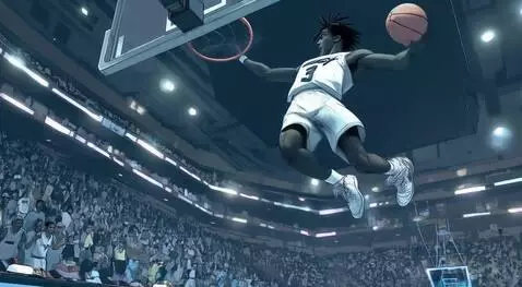 AI Video from prompt: Setting: a crowded NBA Arena, camera is from the