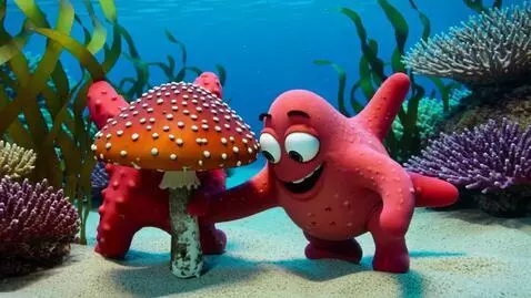 AI Video from prompt: Patrick get mushroom for eating