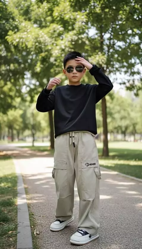 AI Video from prompt: Model tersebut merapikan rambut dan kacamata nya