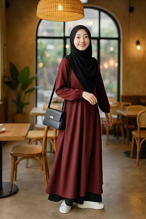 AI Video from prompt: wanita ini berpose ke samping kanan dan kiri mem