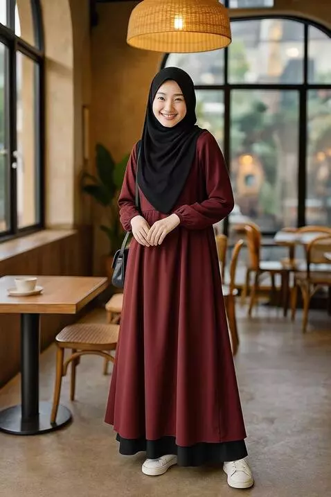 AI Video from prompt: wanita Ini berpose dan tersenyum manis, bergaya 