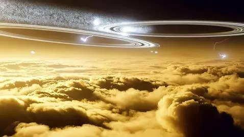 AI Video from prompt: Landscape from the surface of Saturn: endless go