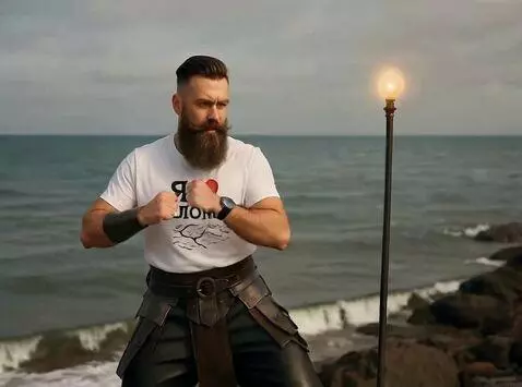 AI Video from prompt: Персонаж поэмы Пушкина дядька Черномор ведёт себ