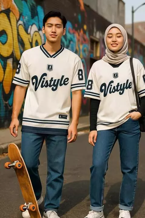 AI Video from prompt: Kedua model tersebut berjalan seolah sedang memp