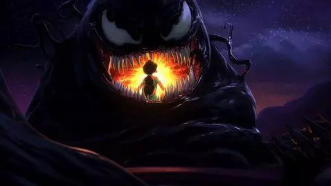 AI Video from prompt: The massive symbiote closes its mouth, trapping 