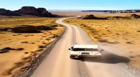 AI Video from prompt: Хаммер едет по дороге вдруг навстречу ему выбега