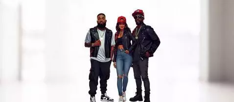 AI Video from prompt: 3 characters posing for press photos