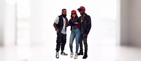 AI Video from prompt: 3 characters posing for press photos